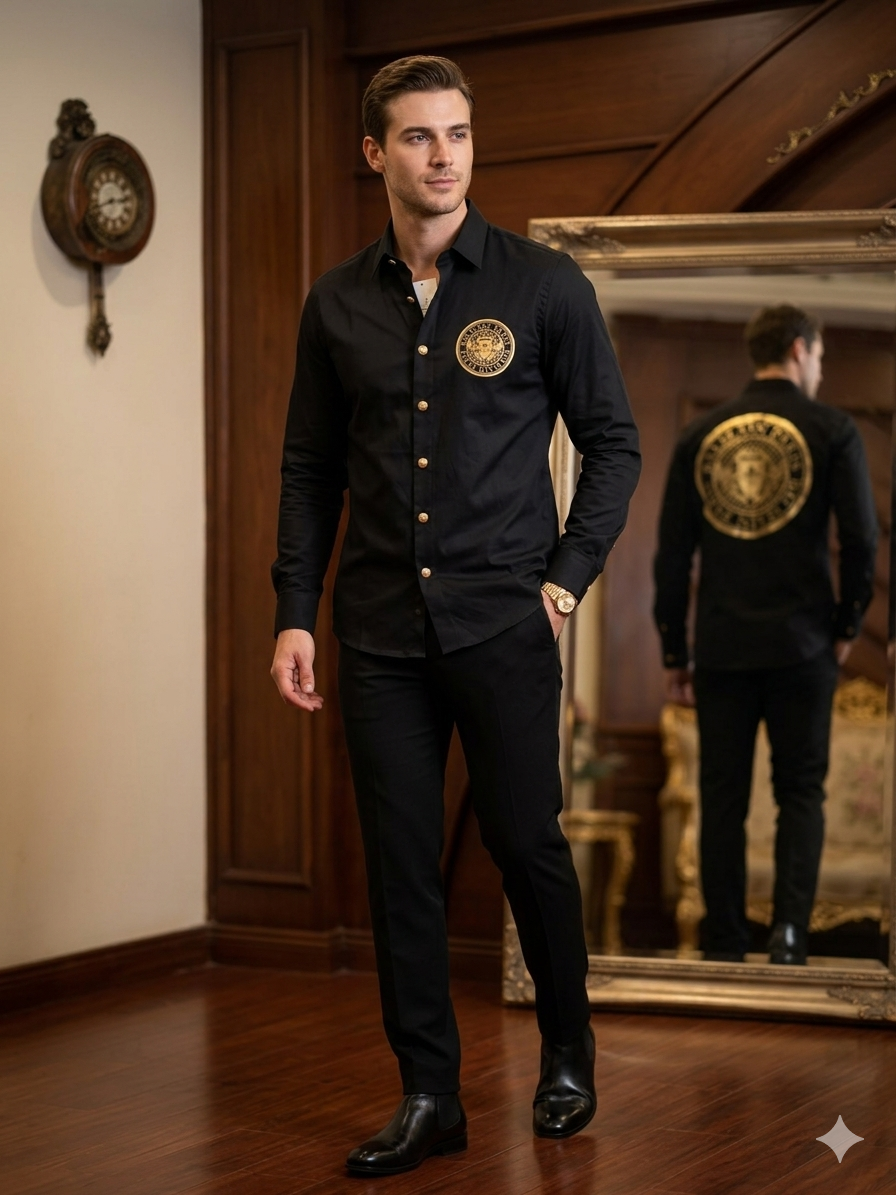 black balmain shirt